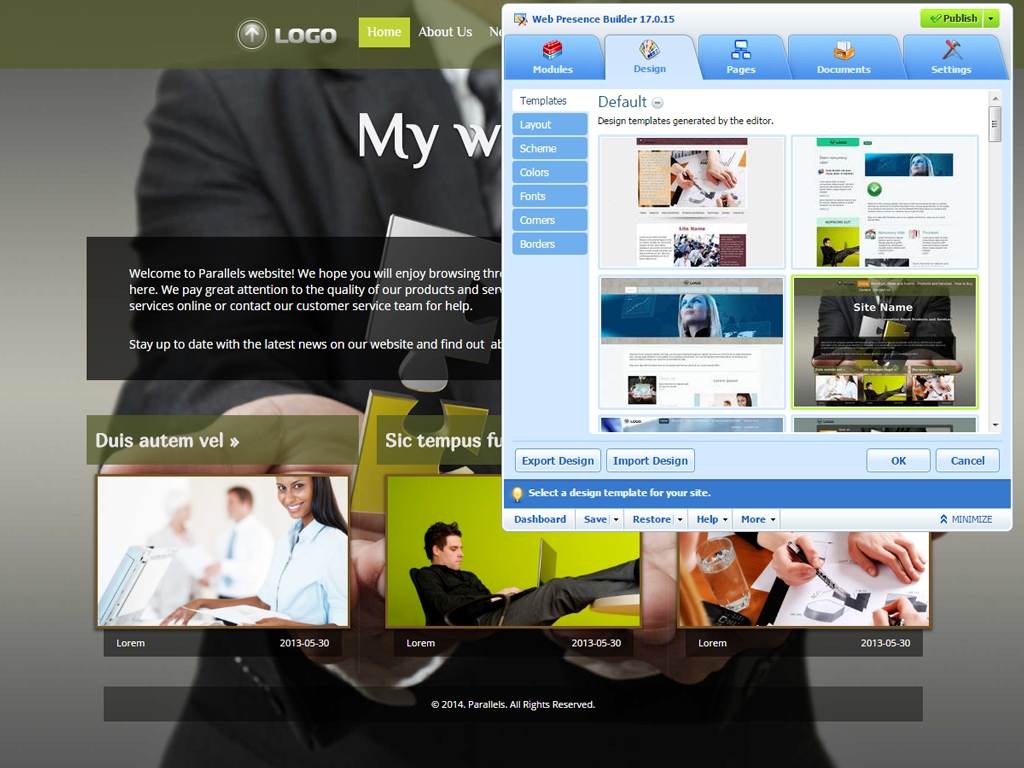 Web Present Design Web Presence Builder for Plesk extension - Plesk