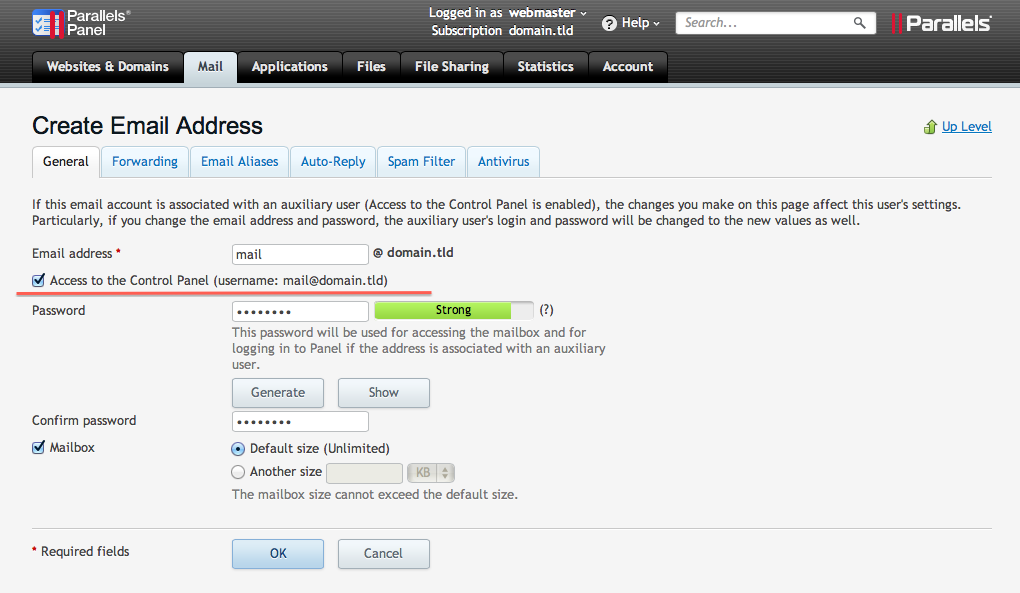 Adding mail user in Plesk 11.5 Adding mail user in Plesk 11.5