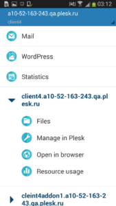 Plesk Mobile App under Android - Features