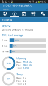 Plesk Mobile App For Android - System Resources 