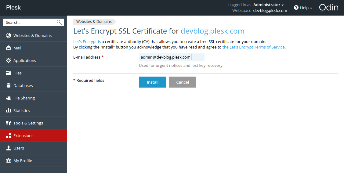 Let's Encrypt free ssl certificate generator