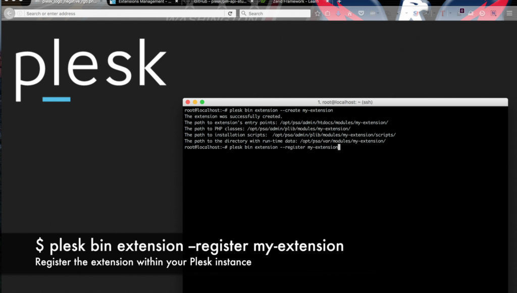 Register Plesk extension