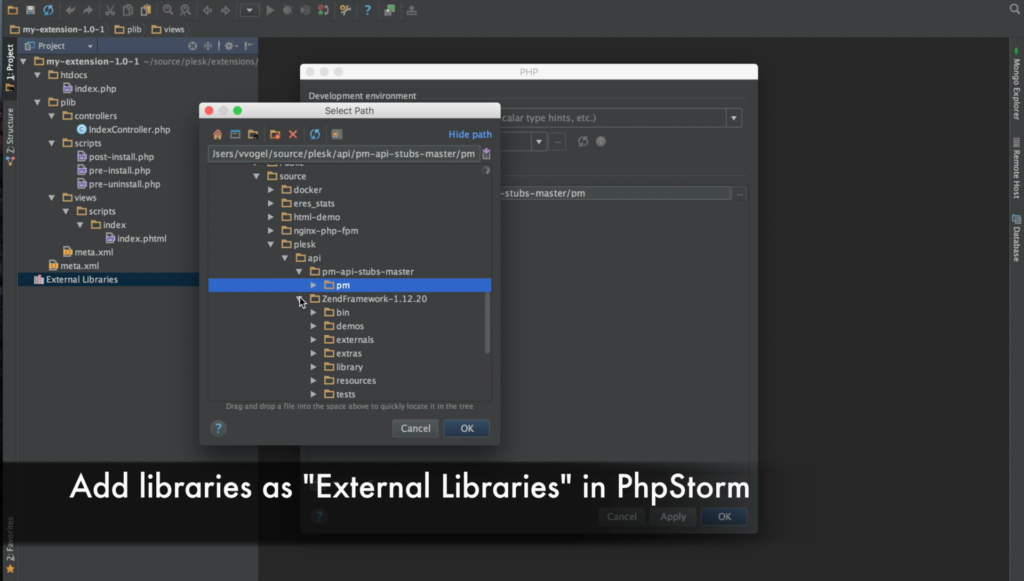 Plesk extension and PHPStorm IDE