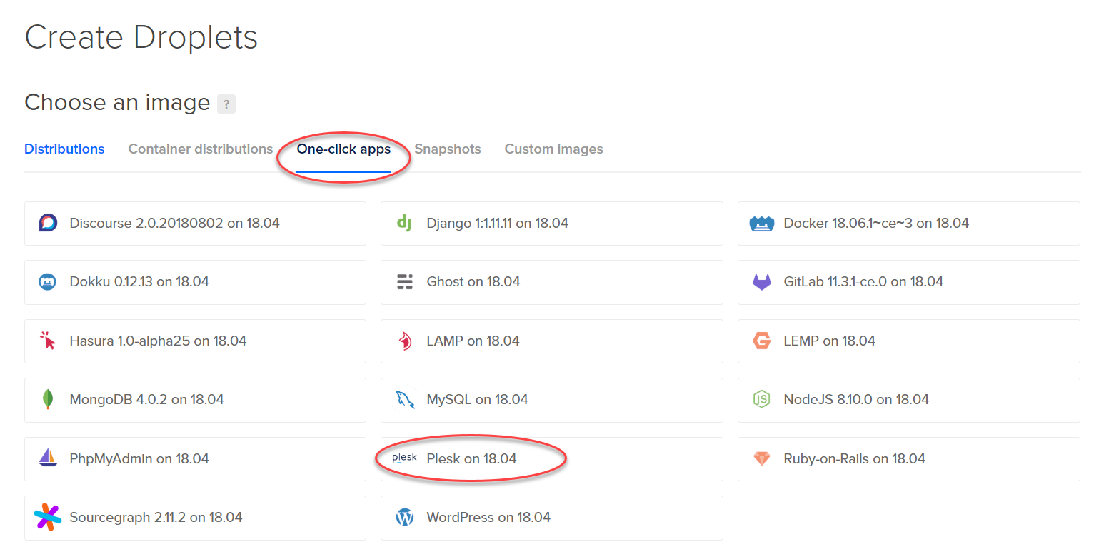 Plesk on DigitalOcean now a one-click app - How to deploy - Create Droplet