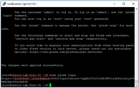 Login to Plesk Onyx on DigitalOcean