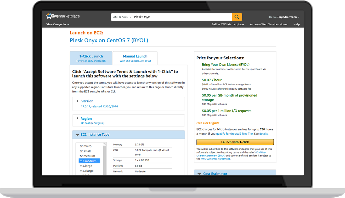 Plesk Onyx 'Bring Your Own License' (CentOS 7)