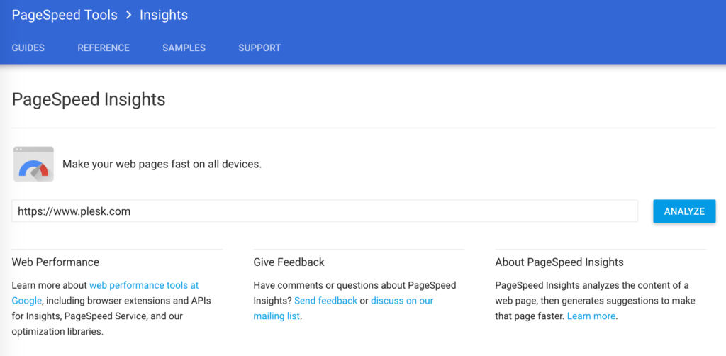 Google PageSpeed Insights - Frontpage