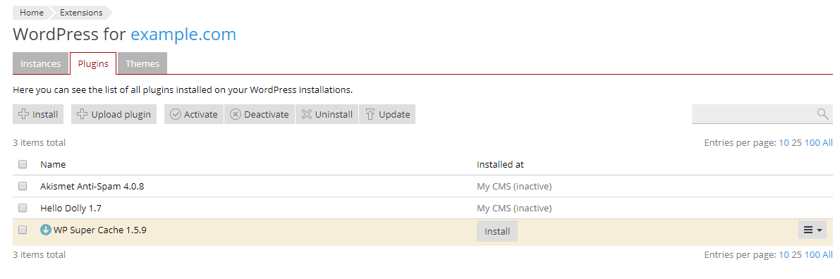 uploading custom plugins and themes - managed WordPress hosting - Plesk