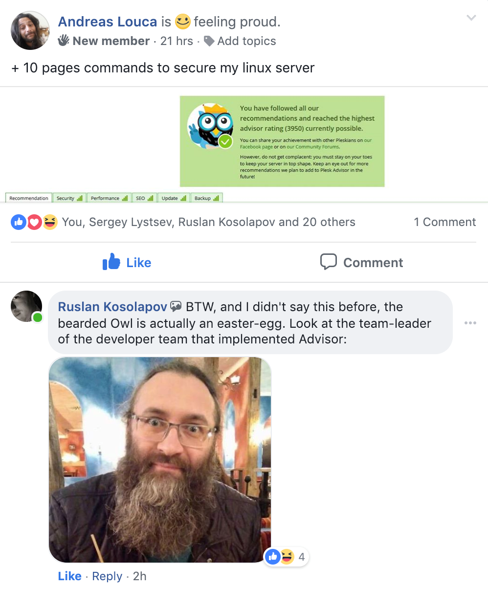 6 reasons to update Plesk Onyx - screenshot-4 - the real bearded owl - Advisor