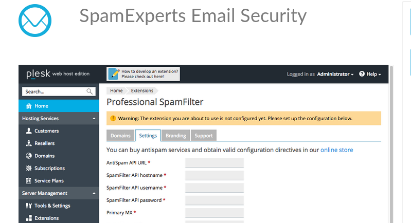 Using SpamExperts Email Security Extension