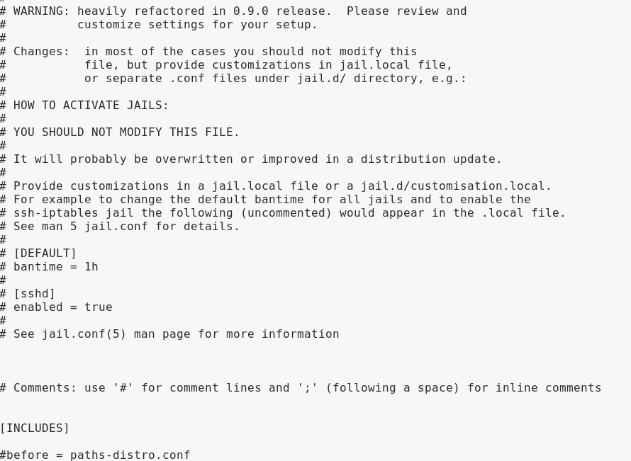 Fail2ban jail configuration file screenshot - How to Secure Nginx Against Malicious Bots - Plesk