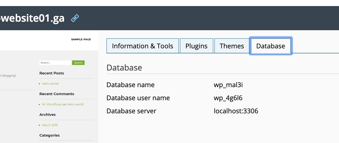 Database server info added to database tab in WordPress Toolkit 4.0 - Plesk