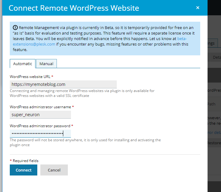 Connect Remote WordPress Website Automaticall