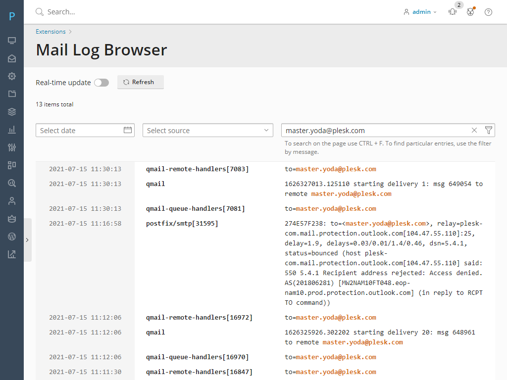 Mail Log Browser Plesk blog