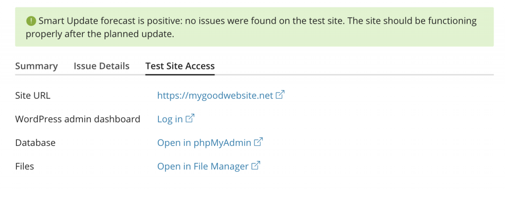 WP Toolkit Smart Updates interface