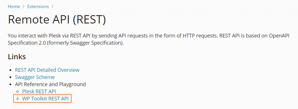 Remote API (REST)