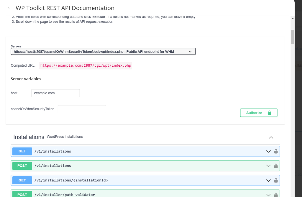 WP Toolkit REST API Documentation