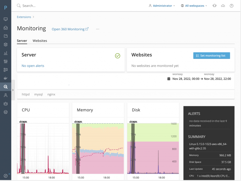 Plesk Log Browser monitoring
