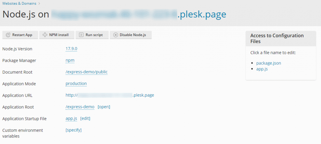 Node.js Plesk blog
